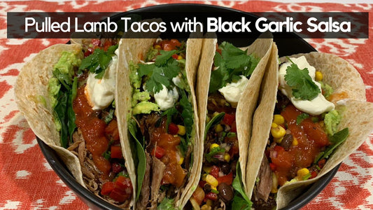 pulled lamb taco with black garlic salsa