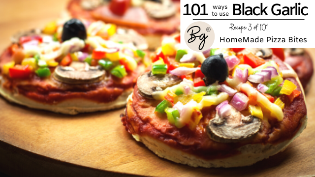 HomeMade Pizza, making pizza bites with black garlic