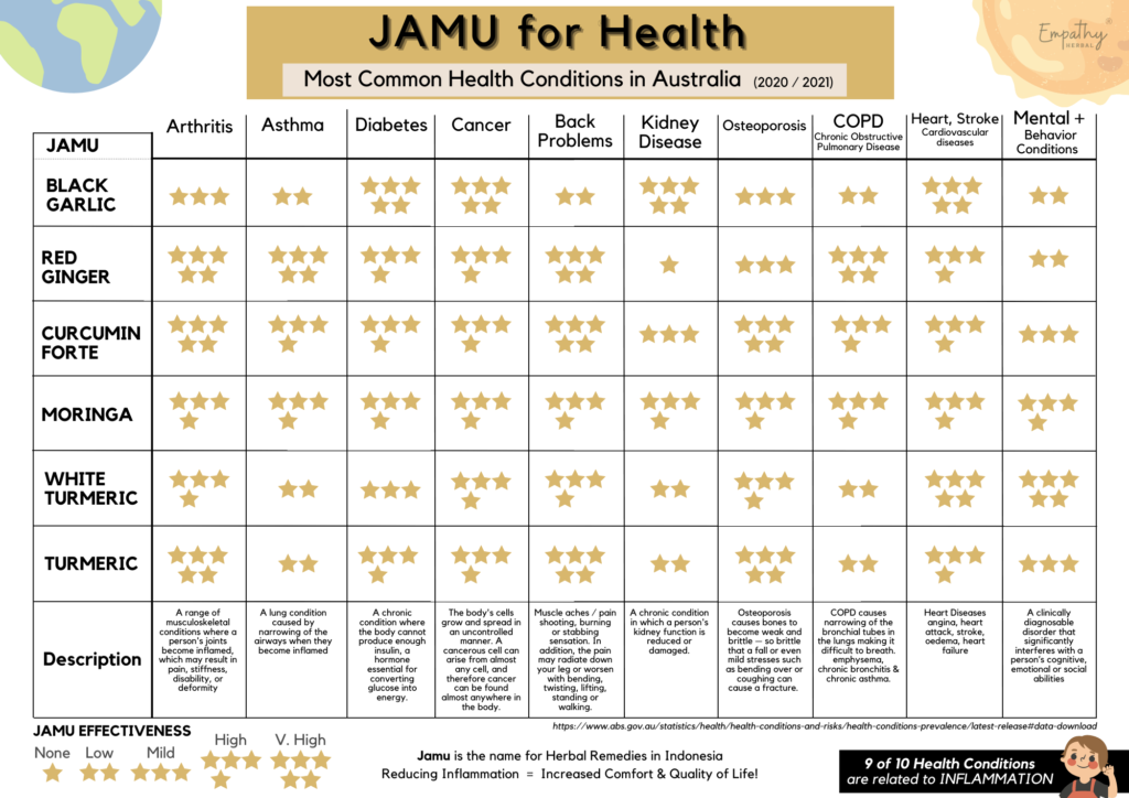 JAMU, Anti Inflammatory foods for Health.