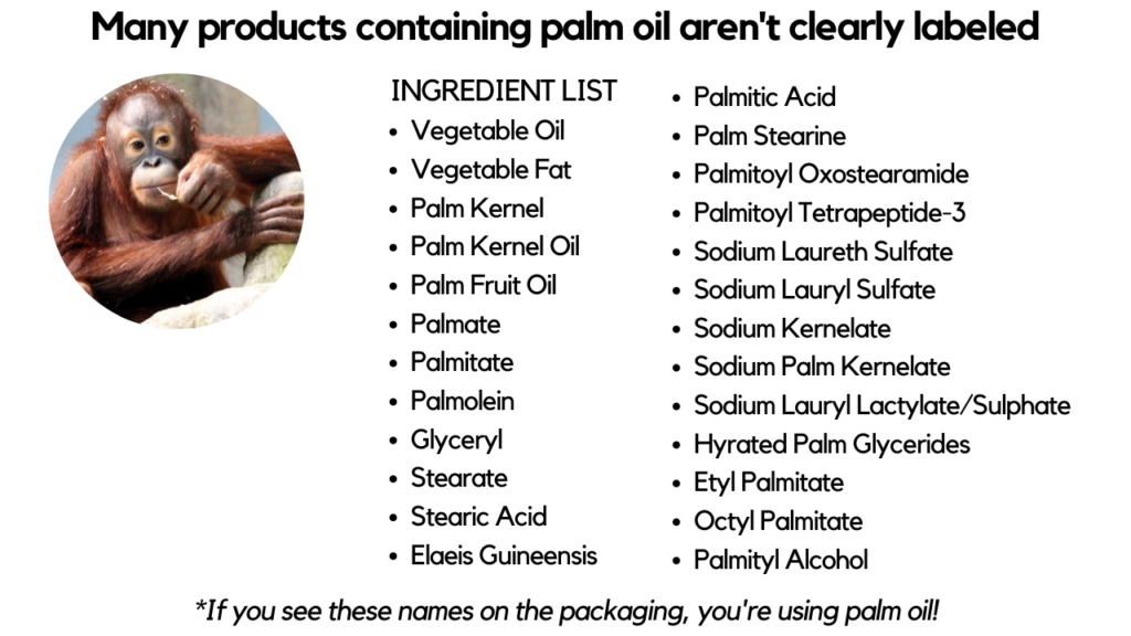 Many products containing palm oil aren't clearly labeled