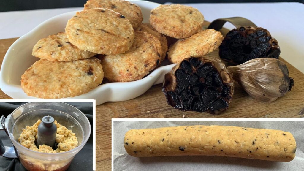 Cheese with black garlic biscuits - healthy snack