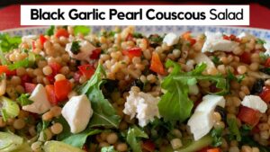Black Garlic Couscous Pearl Salad - warm salad